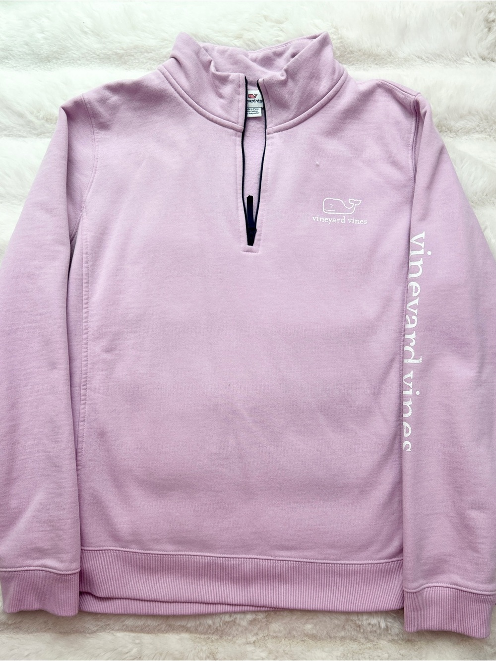 Vineyard Vines Pastel Lilac Pullover with Navy Trim